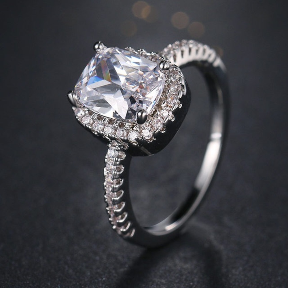 White silver ring